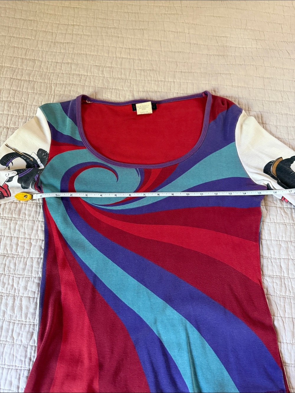 Vintage Y2K Custo Barcelona Geisha Portrait Graphic Top Long Sleeve M - Picture 6 of 8
